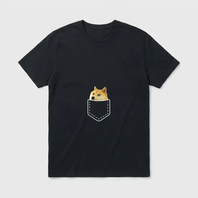 Shiba Inu Meme Shirt – Doge Shiba Inu Kopf in weißer Umrisstasche – Klassisches T-Shirt in Schwarz