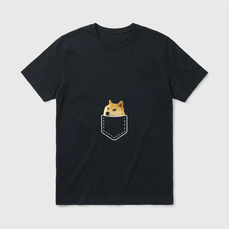 Shiba Inu Meme Shirt – Doge Shiba Inu Kopf in weißer Umrisstasche – Klassisches T-Shirt in Schwarz
