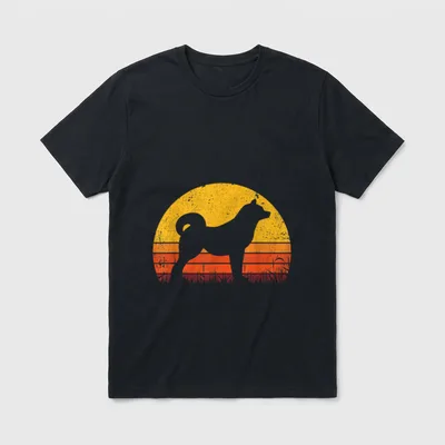 Retro Akita Inu Dog T-Shirt – Klassisches T-Shirt in Schwarz