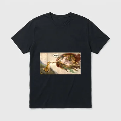Boop The Snoot of T-Shirt – Shiba Inu vor klassischer Wandmalerei mit Sprechblase Boop! – Klassisches T-Shirt in Schwarz