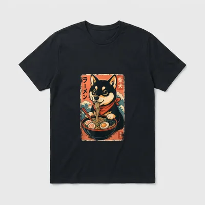 Hund Shiba Inu isst T-Shirt – Klassisches T-Shirt in Schwarz