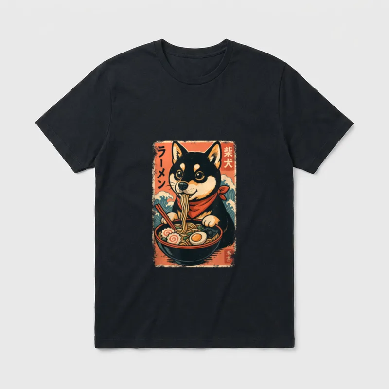 Hund Shiba Inu isst T-Shirt – Klassisches T-Shirt in Schwarz