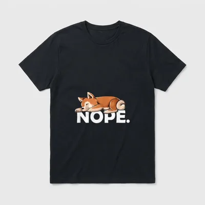 Funny Mens Womens Kids T-Shirt – Schlafender Shiba Inu über weißer NOPE. Schrift – Klassisches T-Shirt in Schwarz