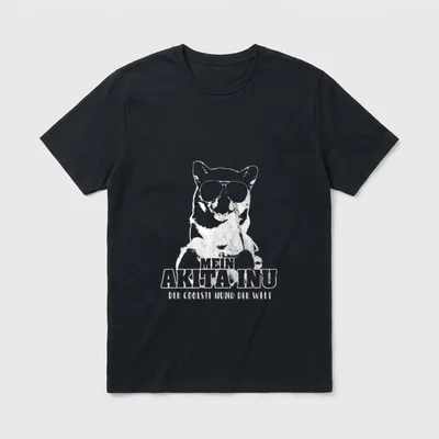 Mein Akita Inu T-Shirt – Akita Inu mit Sonnenbrille und Schriftzug Der coolste Hund der Welt – Klassisches T-Shirt in Schwarz