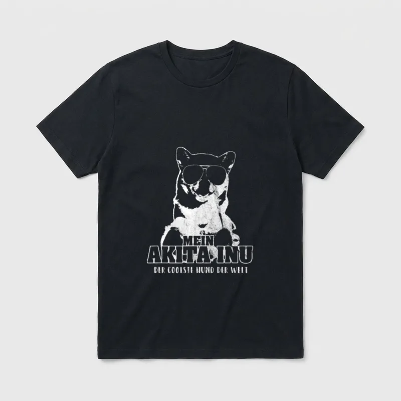 Mein Akita Inu T-Shirt – Akita Inu mit Sonnenbrille und Schriftzug Der coolste Hund der Welt – Klassisches T-Shirt in Schwarz