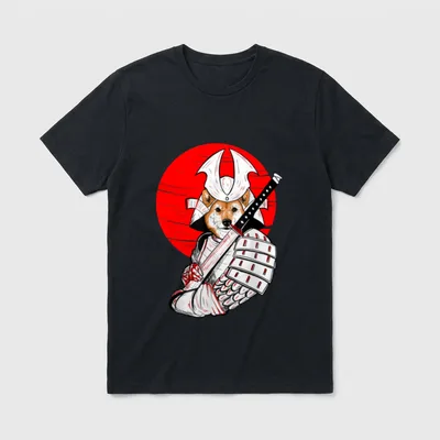 Shiba Inu Japanischer Samurai T-Shirt – Klassisches T-Shirt in Schwarz