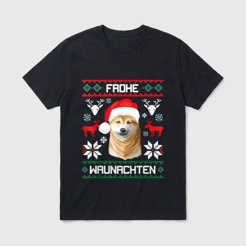 Shiba Frohe Waunachten Weihnachten T-Shirt – Klassisches T-Shirt in Schwarz