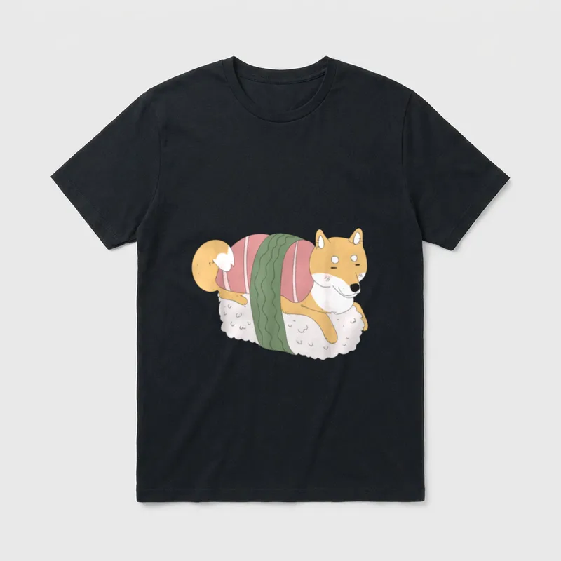 Cute Shiba Inu Sushi T-Shirt – Klassisches T-Shirt in Schwarz