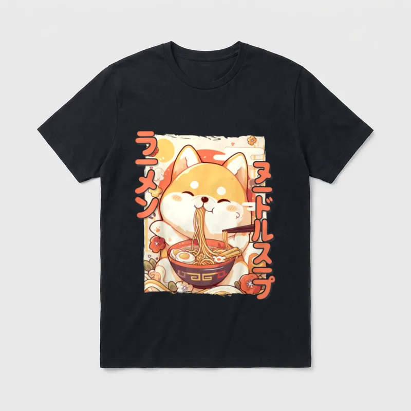 Shiba Inu Loving Ramen T-Shirt – Klassisches T-Shirt in Schwarz