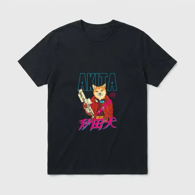 Akita Retrowave T-Shirt – Klassisches T-Shirt in Schwarz