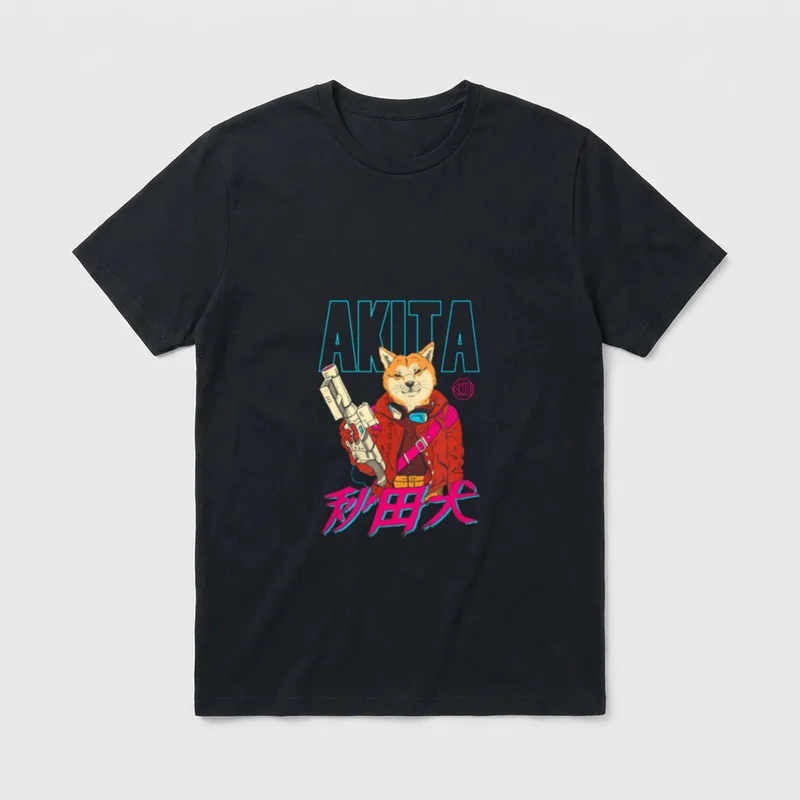Akita Retrowave T-Shirt – Klassisches T-Shirt in Schwarz