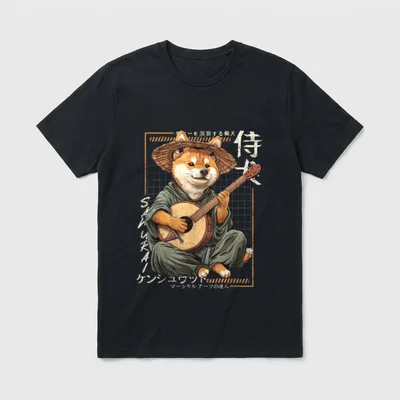 Japanischer Samurai Shiba Inu Hund T-Shirt – Klassisches T-Shirt in Schwarz