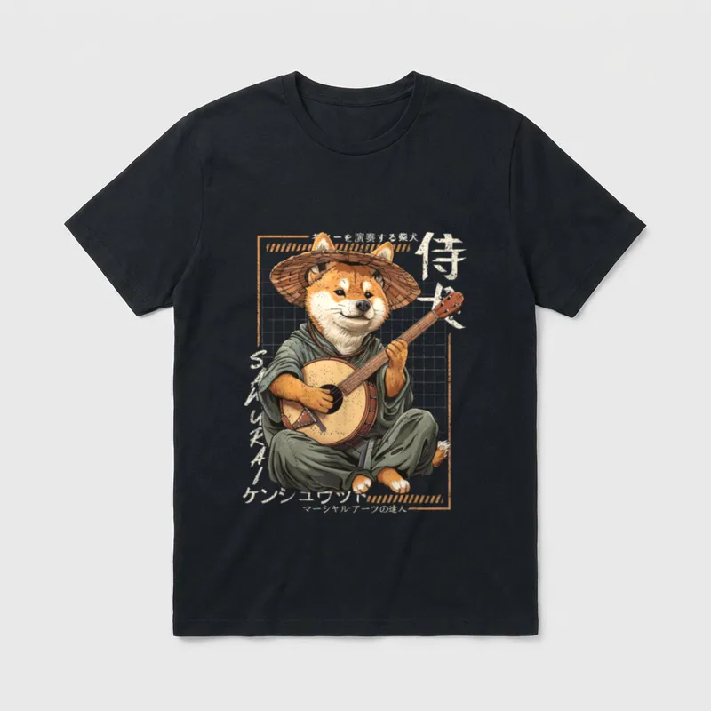 Japanischer Samurai Shiba Inu Hund T-Shirt – Klassisches T-Shirt in Schwarz