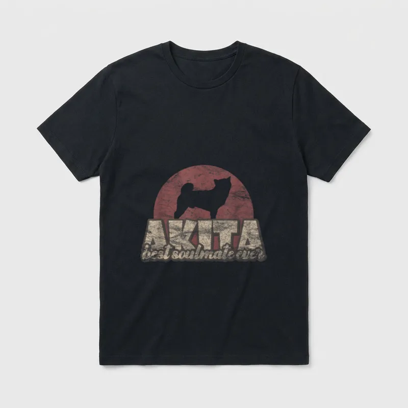 Akita Inu Retro Stil T-Shirt – Klassisches T-Shirt in Schwarz
