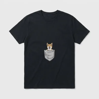 Shiba Inu in Brusttasche T-Shirt – Klassisches T-Shirt in Schwarz