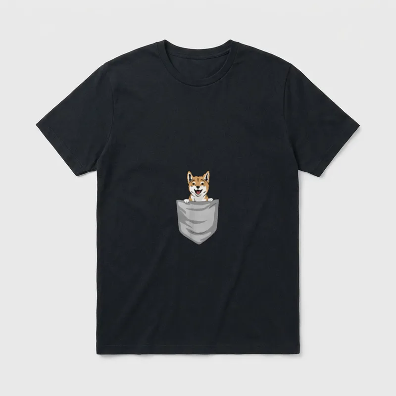 Shiba Inu in Brusttasche T-Shirt – Klassisches T-Shirt in Schwarz