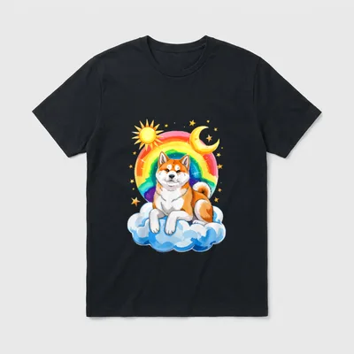 Rainbow Clouds Japanese Akita T-Shirt – Klassisches T-Shirt in Schwarz