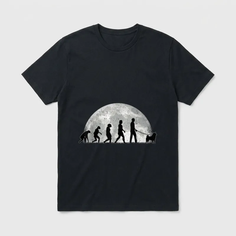 Shiba Inu Evolution Mond T-Shirt – Klassisches T-Shirt in Schwarz