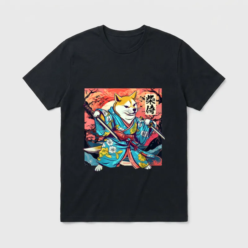 Lustiger Samurai Shiba Inu T-Shirt – Klassisches T-Shirt in Schwarz