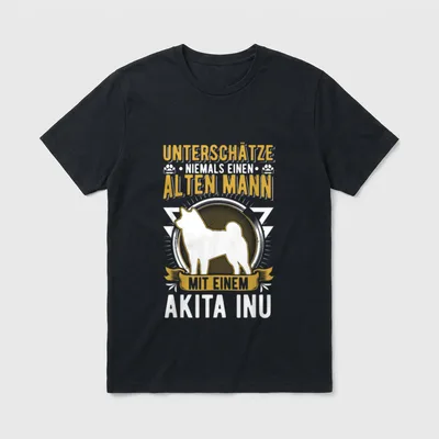 Akita Inu Alter Mann T-Shirt – Klassisches T-Shirt in Schwarz