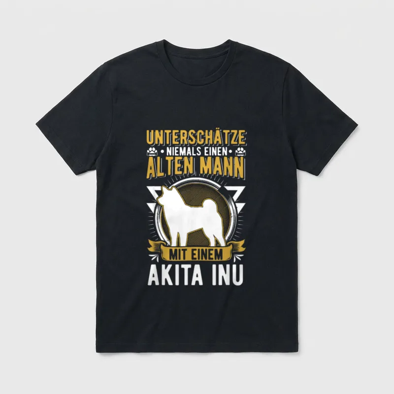 Akita Inu Alter Mann T-Shirt – Klassisches T-Shirt in Schwarz