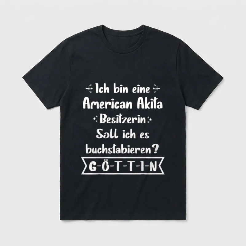 American Akita American Akita T-Shirt 0122 – Klassisches T-Shirt in Schwarz