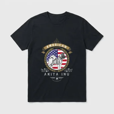 American Akita Flagge USA T-Shirt – Klassisches T-Shirt in Schwarz