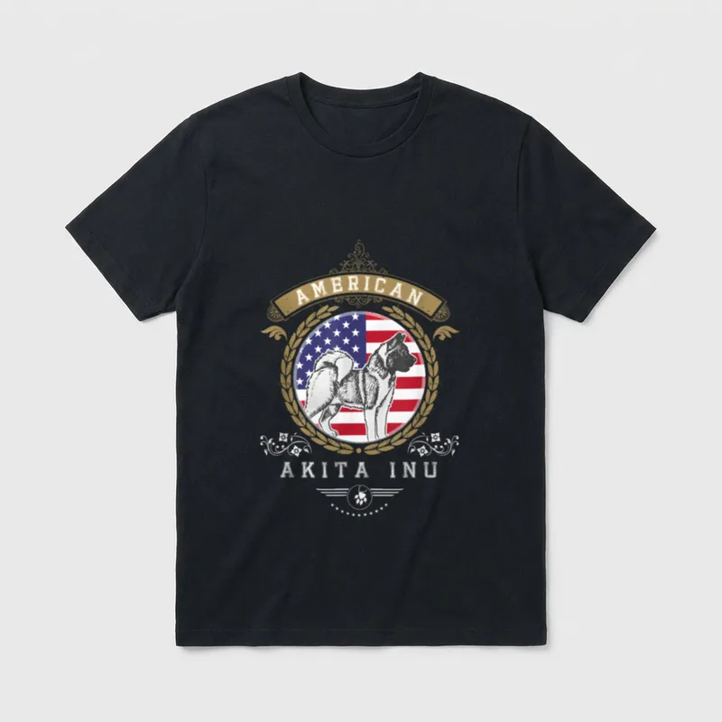 American Akita Flagge USA T-Shirt – Klassisches T-Shirt in Schwarz