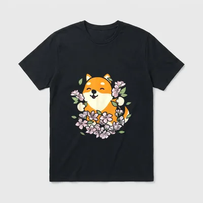 Shiba Inu in Sakura T-Shirt – Klassisches T-Shirt in Schwarz