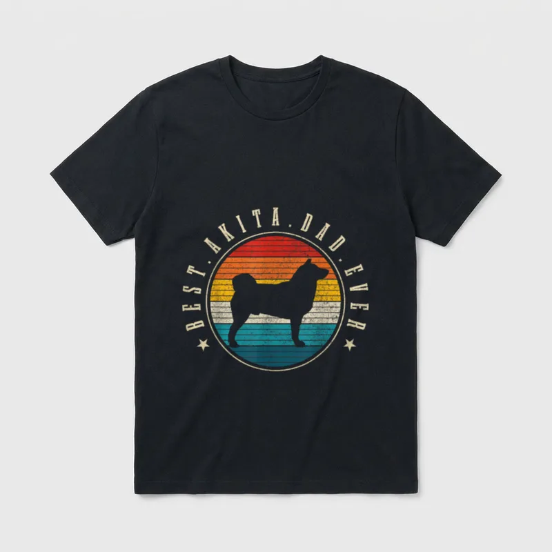 Akita Dad Vintage Lustig T-Shirt – Klassisches T-Shirt in Schwarz