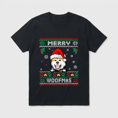 Frohe Weihnachten Woofmas Akita T-Shirt – Klassisches T-Shirt in Schwarz