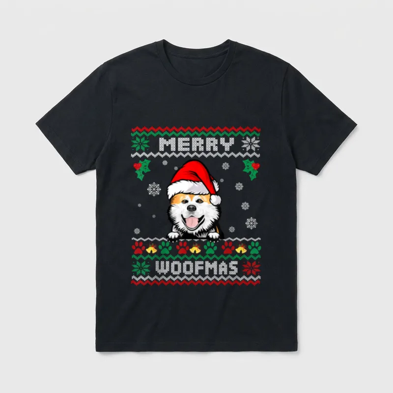 Frohe Weihnachten Woofmas Akita T-Shirt – Klassisches T-Shirt in Schwarz