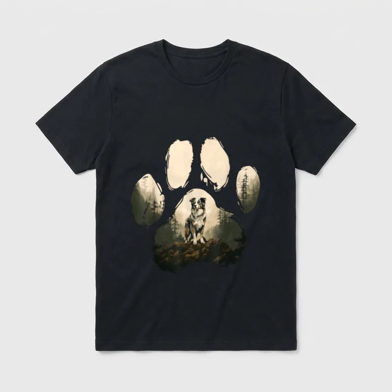 Australian Shepherd Mountain Paw T-Shirt – Klassisches T-Shirt in Schwarz