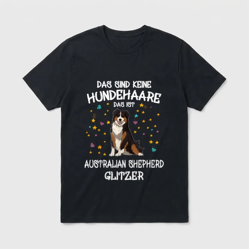 Australian Shepherd Glitzer Hundehalter T-Shirt – Klassisches T-Shirt in Schwarz