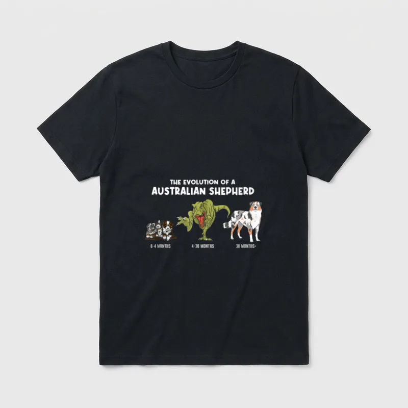 Entwicklung Australian Shepherd Evolution T-Shirt – Klassisches T-Shirt in Schwarz