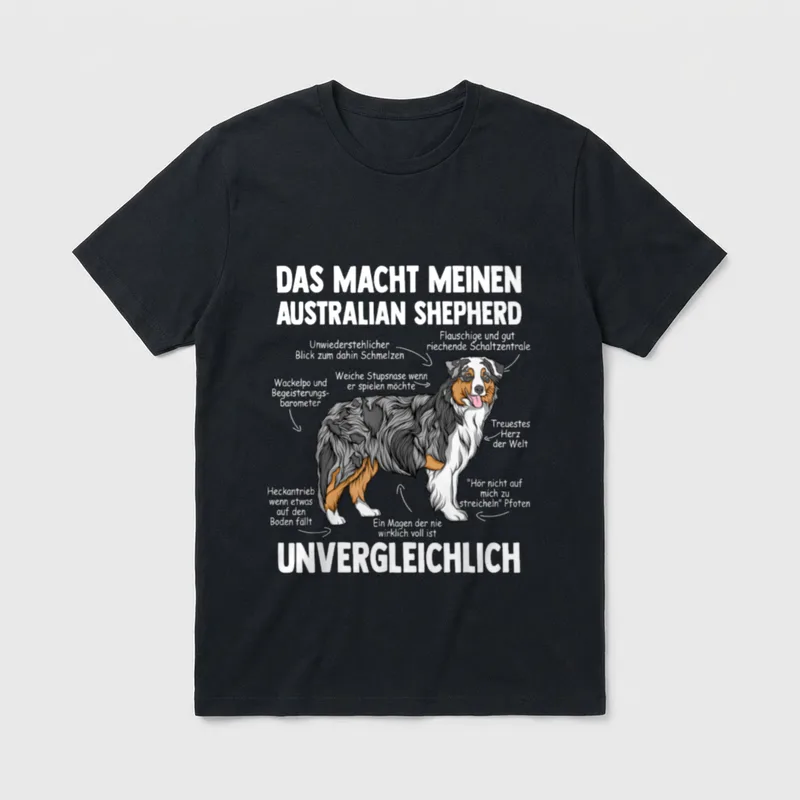 Anatomie eines Australian Shepherd T-Shirt 0043 – Klassisches T-Shirt in Schwarz
