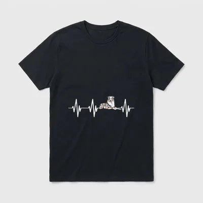 Aussie Herzschlag Australian Shepherd Herzlinie T-Shirt – Klassisches T-Shirt in Schwarz