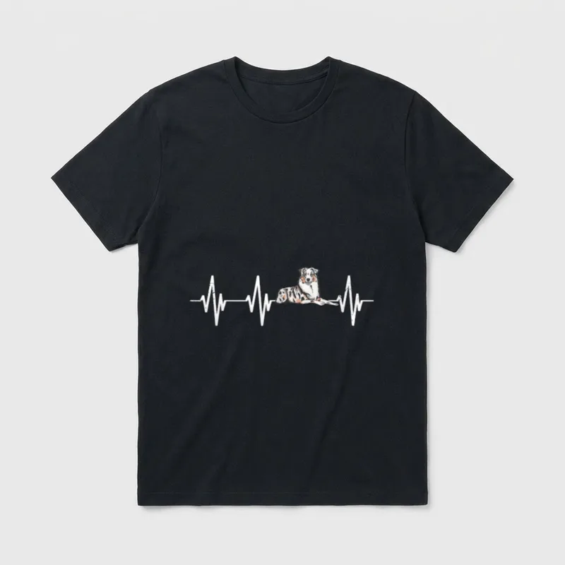 Aussie Herzschlag Australian Shepherd Herzlinie T-Shirt – Klassisches T-Shirt in Schwarz