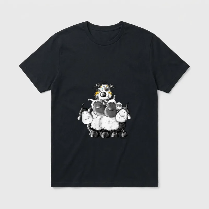 Australian Shepherd Mit Schafen T-Shirt – Klassisches T-Shirt in Schwarz