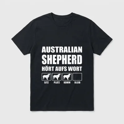 Mein Australian Shepherd hört T-Shirt – Klassisches T-Shirt in Schwarz