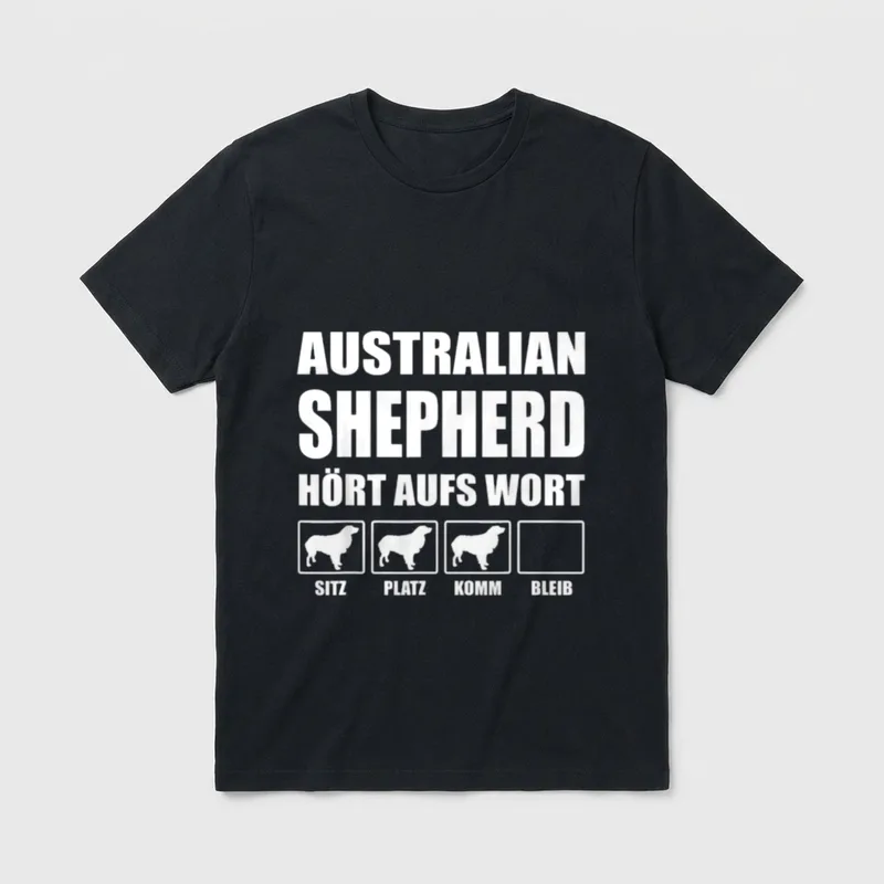 Mein Australian Shepherd hört T-Shirt – Klassisches T-Shirt in Schwarz