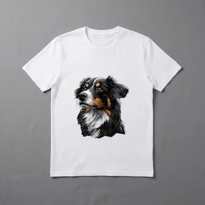 Zeichnung Realistischer Australian Shepherd T-Shirt – Klassisches T-Shirt in Schwarz