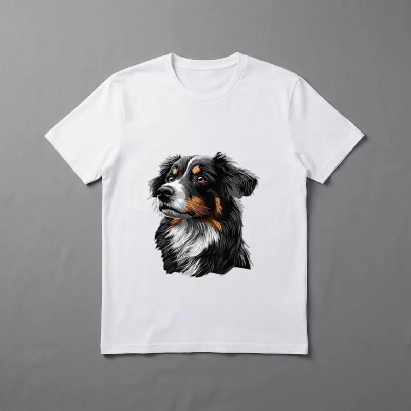Zeichnung Realistischer Australian Shepherd T-Shirt – Klassisches T-Shirt in Schwarz