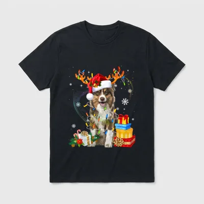Aussie Australian Shepherd Rentier T-Shirt – Klassisches T-Shirt in Schwarz