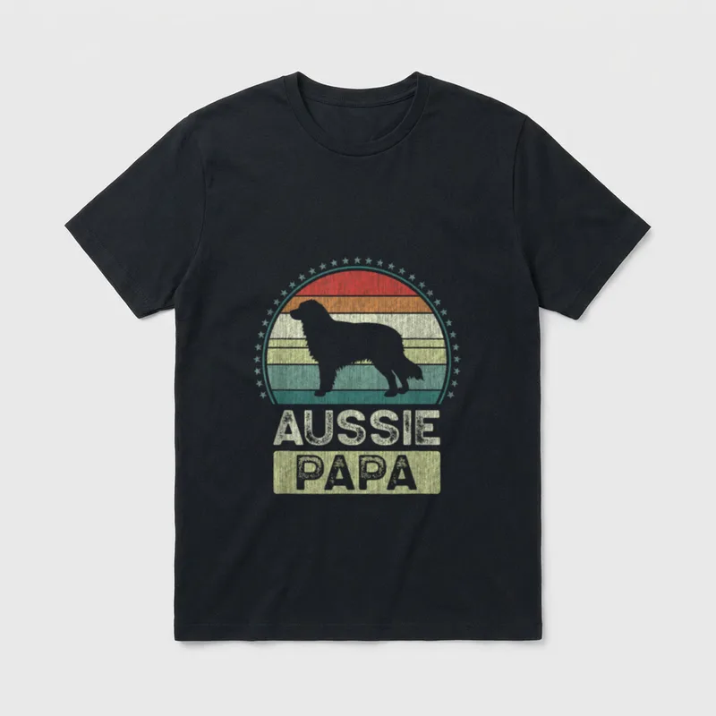 Aussie Papa Australian Shepherd T-Shirt 0095 – Klassisches T-Shirt in Schwarz