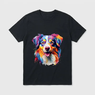 Australian Shepherd Aussie Porträt T-Shirt – Klassisches T-Shirt in Schwarz