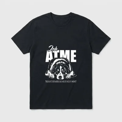 Australian Shepherd Ich Atme T-Shirt – Schlafender Hundefrontalansicht mit Text Ich ATME – Klassisches T-Shirt in Schwarz