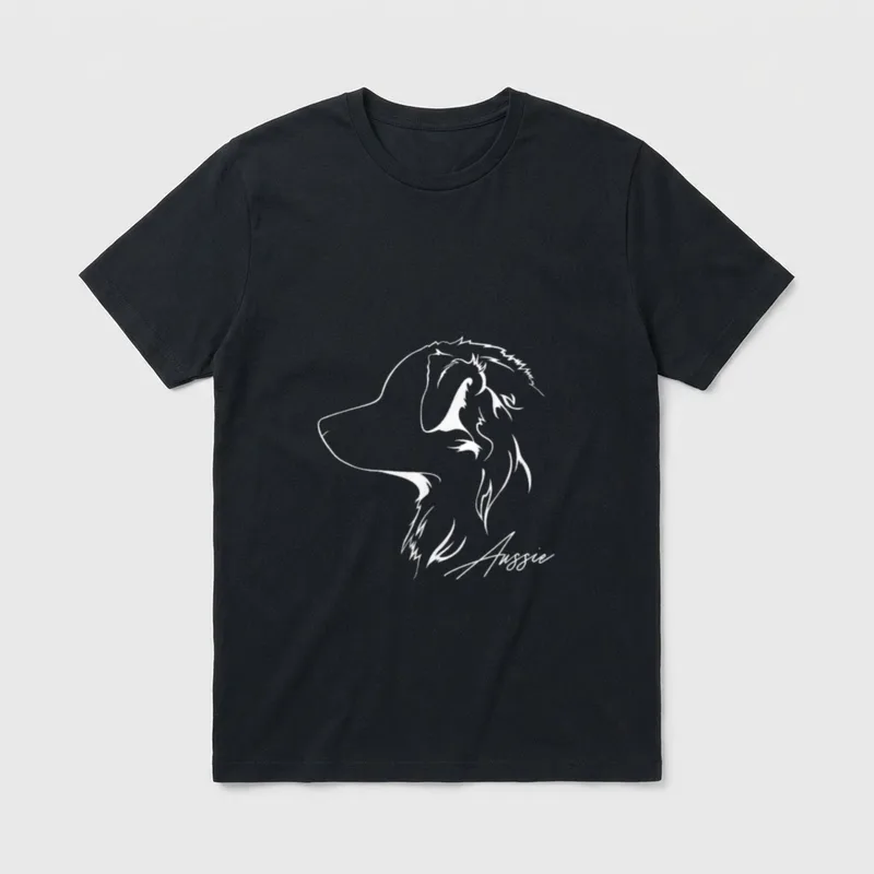 Aussie Australian Shepherd Profil T-Shirt – Klassisches T-Shirt in Schwarz