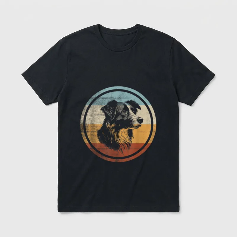Retro Vintage Hunde Design T-Shirt – Klassisches T-Shirt in Schwarz