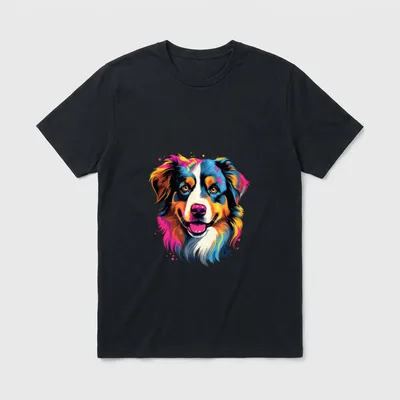 Australian Shepherd Pop Art T-Shirt – Klassisches T-Shirt in Schwarz